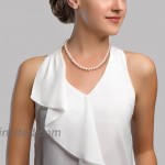 THE PEARL SOURCE 14K Gold 7-8mm Round White Freshwater Cultured Pearl Necklace & Earrings Set in 20 Matinee Length for Women Pearl Strands