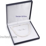 THE PEARL SOURCE 14K Gold 7-8mm Round White Freshwater Cultured Pearl Necklace & Earrings Set in 20 Matinee Length for Women Pearl Strands