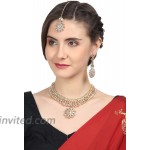 Touchstone gold tone Indian Hollywood Mughal era Kundan look fuchsia color bridal jewelry necklace set