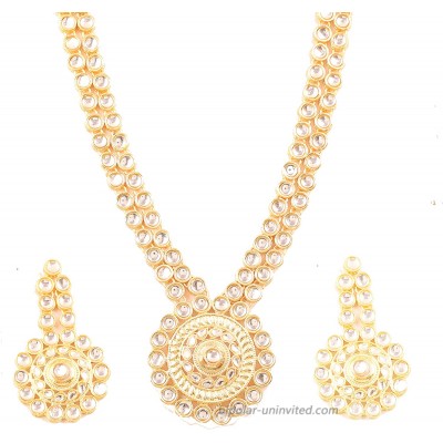 TouchstonePadmavati Collection Indian Bollywood Kundan Polki Look Grand Designer Wedding Jewelry Necklace Set In Gold Tone For Women.