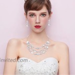 Udalyn Rhinestone Bridal Jewelry Set for Women Crystal Necklace and Dangle Earrings Jewelry Set Gifts fit with Wedding Dress