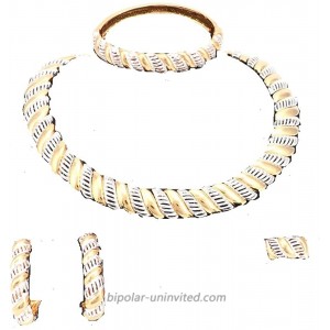 wang Fashion Real 18K Gold Plated Charming Women Statement Necklaces Jewelry Set Costume Wedding