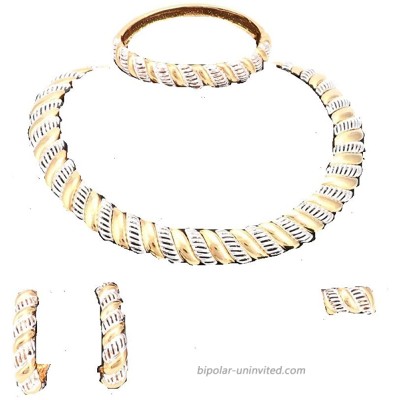 wang Fashion Real 18K Gold Plated Charming Women Statement Necklaces Jewelry Set Costume Wedding