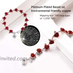 Women Rose Flower Link Bracelet Platinum Plated Chain Projective 100 Language I Love You Heart Charm Bracelets