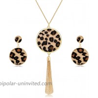 XOCARTIGE Leopard Necklace Earrings Set for Women Animal Print Long Pendant Necklaces Pony Hair Drop Dangle Earrings Statement Jewelry Set Style A