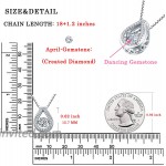 YL Teardrop Necklace Sterling Silver Dancing Diamond Pendant Halo Cubic Zirconia Jewelry for Women