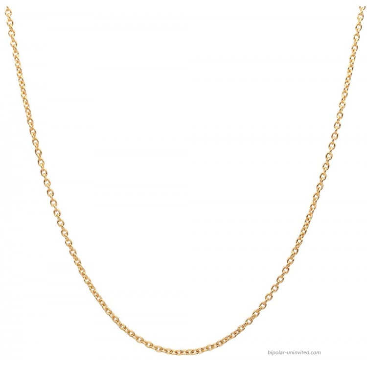 10K Yellow Gold 2.0MM Round Rolo Link Chain Necklace - Made in Italy Yellow 18