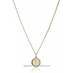 14k Gold-Filled Round Miraculous Medal Madonna Pendant Necklace with Stainless Steel Chain 20