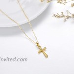 14k Gold Heart Cross Necklaces for Women Solid Gold Chain and Cross Pendant Baptism Religious Jewelry Gifts for Her 16+1+1 Inch