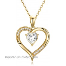14K Real Gold Heart Necklace for Women Dainty Solid Yellow Gold 18mm Crystal Love Heart PendantLove You Forever Jewelry Gift for Mom Wife Girlfriend 16-18