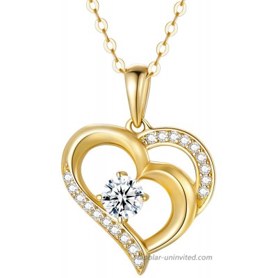 14K Solid Gold Heart Necklace Jewelry for Women Dainty Real Gold Double Love Hearts Pendant Necklace Delicate Love Jewelry Gift for Mom Wife Girls 16-18 inch