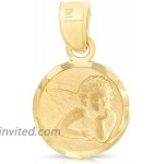14K Yellow Gold Small Angel Religious Charm Pendant with 0.5mm Box Chain Necklace - 16