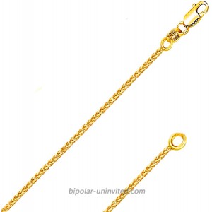 14k Yellow Gold Solid 0.8mm Diamond Cut Braided Square Wheat Chain Necklace with Lobster Claw Clasp 22 Inches - Include Gift Box with Order