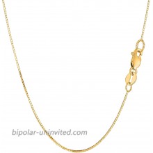 14k Yellow Solid Gold Mirror Box Chain Necklace 0.7mm 24 Chain Necklaces