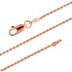 14kt Rose Gold Plated Sterling Silver 1.1mm Diamond-Cut Rope Chain Necklace Solid Italian Nickel-Free 20 Inch