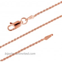 14kt Rose Gold Plated Sterling Silver 1.1mm Diamond-Cut Rope Chain Necklace Solid Italian Nickel-Free 20 Inch