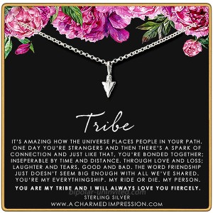 A Charmed Impression Tribe Necklace • Unique Friendship Gifts • Sterling Silver Arrowhead Necklace • Tribe Gift Sister Necklaces for 2 3 4 • Gift for Best Friends • Arrow Necklace • You are My Person