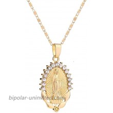 AOASK Women Crystal Rhinestone Virgin Mary Pendant Necklace Gold Retro Accessories Party Gifts