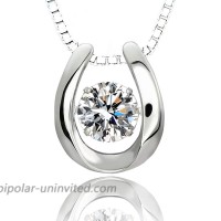 ARINZA Sterling Silver Horseshoe Necklaces for Women Dancing Diamond & Swarovski Cubic Zirconia Pendant Necklace Silver Chain 18 Mother's Day Jewelry Gift Birthday Gift for Women Girl Mom