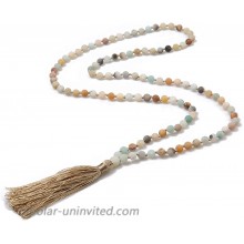 BALIBALI 6MM Mala Beads Necklace Natural Stone Meditation Statement Necklace Japa Yoga Rosary Prayer Charm Beaded Tassel Necklace