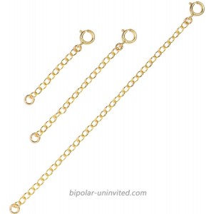 BENIQUE Necklace Extenders for Women - 925 Sterling Silver 14K Gold Filled Fully Adjustable Chain Delicate Durable Strong Lightweight Removable Made in USA Set of 3 Gold Filled Set 1 2 4