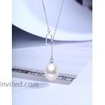 BOOSCA Single Pearl Necklace Jewelry for Women with 925 Sterling Silver Pendant Necklace Anniversary Birthday Gifts Empty Heart