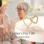 CDE Necklaces for Women Forever Love Between Mom Daughter Necklace 925 Sterling Silver Necklaces Heart Pendant Jewelry Birthday Mother's Day Gifts from Daughter