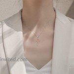 Cross Necklace Sterling Silver Rose Gold Plated Religious Cross Pendant Necklace with Rose Flower Jewelry Gifts Cross Necklace with Rose 18 Rose gold cross 18 chain