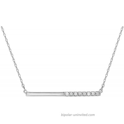 Diamond Bar Necklace for Women Horizontal Bar with Diamonds Halfway in 10k White Gold 1 10ct I-J Color I3 Clarity 17 inch by Keepsake