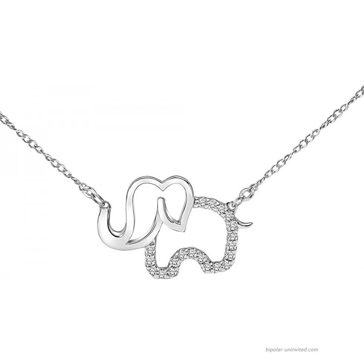 Diamond Elephant Necklace for Women in 925 Sterling Silver 1 10ct I-J I3 17 inch by Keepsake