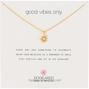 Dogeared Reminders- Good Vibes Only Gold Dipped Sun Charm Necklace 16 w 2 Extender