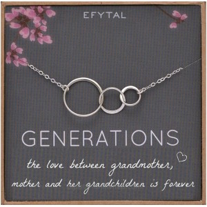 EFYTAL Generations Necklace for Grandma Sterling Silver 3 Infinity Circles Mom & Grandchildren Mother's Day Gifts