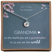 EFYTAL Grandma Gifts 925 Sterling Silver Compass Necklace for Grandmother Necklaces for Women Best Birthday Gift Ideas Pendant Jewelry For Her Mothers Day