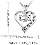EUDORA 925 Sterling Silver Necklace Cute Dog Paws with Bone Heart Shape Pendant 18 Gift for Dog Owner