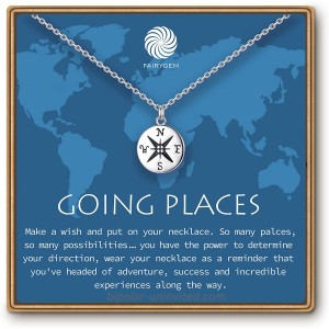 FAIRYGEM Graduation Gifts for He 2021 Sterling Silver Going Places Compass Necklace Senior College High School 8th 5th Grade Jewelry