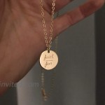Faith Over Fear Inspirational Disc Necklace 18K Gold Plated Dainty Personalized Quote Motivation Charm Engraved Necklace Minimalist Disk Pendant Necklace Jewelry Gift for Women Girls Daughter 18inch