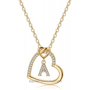 Gold Initial Necklaces for Teen Girls CZ Heart Pendant Initial A Necklaces for Teen Girls Women Dainty Letter Necklace for Women Girls Jewelry Cute Heart Necklace Jewelry for Girls Gifts for Her