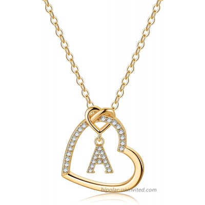 Gold Initial Necklaces for Teen Girls CZ Heart Pendant Initial A Necklaces for Teen Girls Women Dainty Letter Necklace for Women Girls Jewelry Cute Heart Necklace Jewelry for Girls Gifts for Her