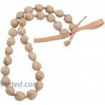 Hawaiian Kukui Nut Necklace with Chunky Heart-Shaped Beads Ribbon Tie Closure 30 beads LT Brown