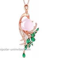 HXZZ Fine Jewelry Women Gifts Sterling Silver Natural Gemstone Rose Quartz Pendant Necklace