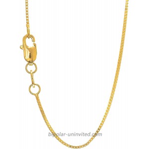 JewelStop 10k Solid Yellow Gold 0.8 mm Box Chain Necklace Lobster Claw Clasp - 20 Inches 2.3gr.