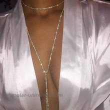 Jovono Silver Rhinestone Body Chain Layered Necklaces Chain for Women and Girls