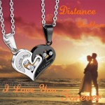 Jstyle 4Pcs Couple Necklace Bracelets Matching Set for Women Men Love Heart Pendant Necklace His & Hers Bracelets Couple Gift |