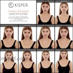 KISPER 24K White Gold Over Stainless Steel Rope Chain Necklace 2mm 18 Inches