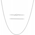 KISPER 24K White Gold Over Stainless Steel Rope Chain Necklace 2mm 18 Inches