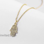 Kyerlyn 14K Gold Plated Hamsa Hand Pendant Necklace Dainty Necklace for Women Handmade Jewerly Gift for Teen Girls
