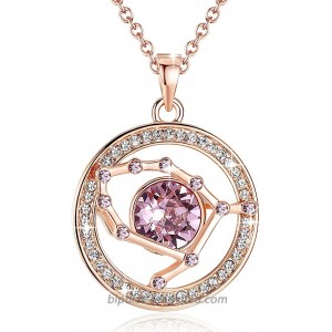 Leafael Zodiac Constellation Crystal Pendant Necklace May June Birthstone Light Pink Horoscope Jewelry Gemini