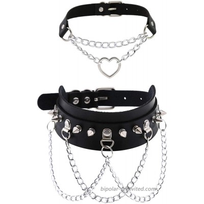 Leather Choker Collar For Women Sexy Soft PU Leather Choker Necklace Black silver