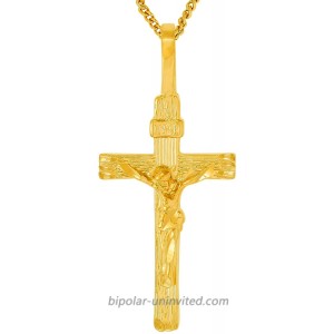 LIFETIME JEWELRY INRI Crucifix 24k Gold Plated Cross Necklace for Women and Men |