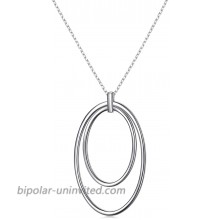 Long Chain Necklace S925 Sterling Silver Hoop Double Circle Sweater Pendant for Women Chain Fashion Jewelry